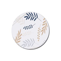 Flower-white Rubber Round Coaster (4 Pack) by nateshop