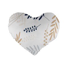 Flower-white Standard 16  Premium Heart Shape Cushions by nateshop