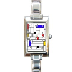 Illustration Geometric Abstract Plates Mosaic Rectangle Italian Charm Watch by Wegoenart