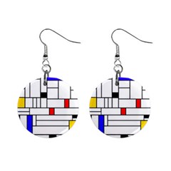 Illustration Geometric Abstract Plates Mosaic Mini Button Earrings by Wegoenart