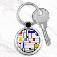 Illustration Geometric Abstract Plates Mosaic Key Chain (round) by Wegoenart