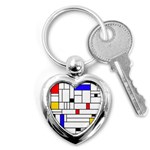 Illustration Geometric Abstract Plates Mosaic Key Chain (Heart) Front