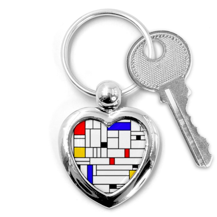 Illustration Geometric Abstract Plates Mosaic Key Chain (Heart)