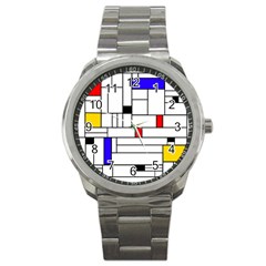 Illustration Geometric Abstract Plates Mosaic Sport Metal Watch by Wegoenart