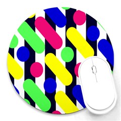 Illustration Geometric Form Circle Line Pattern Round Mousepads by Wegoenart