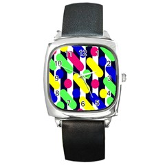 Illustration Geometric Form Circle Line Pattern Square Metal Watch by Wegoenart