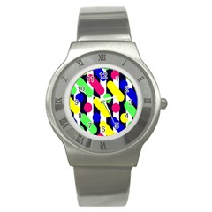 Illustration Geometric Form Circle Line Pattern Stainless Steel Watch by Wegoenart