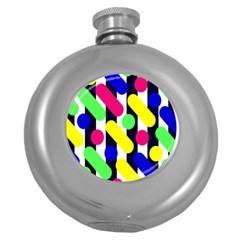 Illustration Geometric Form Circle Line Pattern Round Hip Flask (5 Oz) by Wegoenart