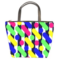 Illustration Geometric Form Circle Line Pattern Bucket Bag by Wegoenart