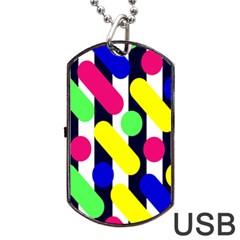 Illustration Geometric Form Circle Line Pattern Dog Tag Usb Flash (one Side) by Wegoenart