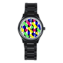 Illustration Geometric Form Circle Line Pattern Stainless Steel Round Watch by Wegoenart