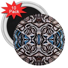 Embroidered Symmetry 3  Magnets (10 Pack)  by kaleidomarblingart