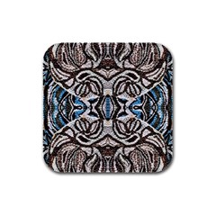 Embroidered Symmetry Rubber Square Coaster (4 Pack) by kaleidomarblingart