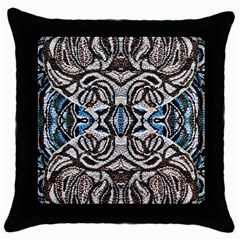 Embroidered Symmetry Throw Pillow Case (black) by kaleidomarblingart