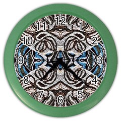 Embroidered Symmetry Color Wall Clock by kaleidomarblingart