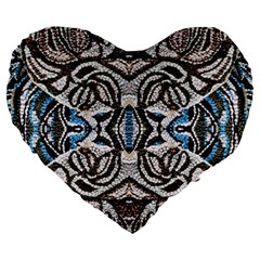 Embroidered Symmetry Large 19  Premium Heart Shape Cushions by kaleidomarblingart