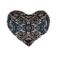 Embroidered Symmetry Standard 16  Premium Flano Heart Shape Cushions