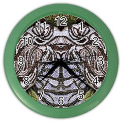 Liberty Inspired Embroidery Iv Color Wall Clock by kaleidomarblingart