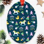 Cute Babies Toys Seamless Pattern Ornament (Oval) Front