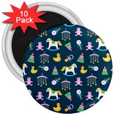 Cute Babies Toys Seamless Pattern 3  Magnets (10 Pack)  by Vaneshart