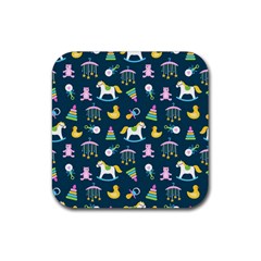 Cute Babies Toys Seamless Pattern Rubber Coaster (square) by Vaneshart