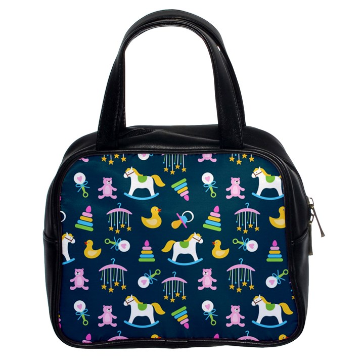 Cute Babies Toys Seamless Pattern Classic Handbag (Two Sides)