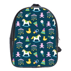 Cute Babies Toys Seamless Pattern School Bag (large) by Vaneshart