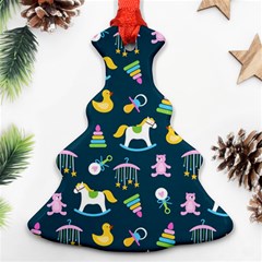 Cute Babies Toys Seamless Pattern Ornament (christmas Tree) 