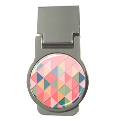 Illustration Pink Background Geometric Triangle Money Clips (round)  by Wegoenart