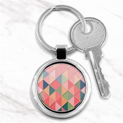 Illustration Pink Background Geometric Triangle Key Chain (round) by Wegoenart