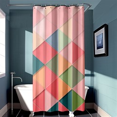 Illustration Pink Background Geometric Triangle Shower Curtain 36  X 72  (stall)  by Wegoenart