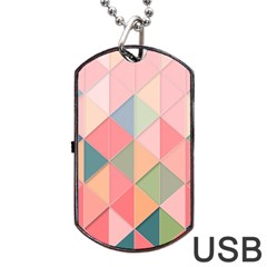 Illustration Pink Background Geometric Triangle Dog Tag Usb Flash (one Side) by Wegoenart