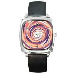 Illustration Colorful Yellow Purple Orange Square Metal Watch by Wegoenart