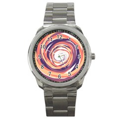 Illustration Colorful Yellow Purple Orange Sport Metal Watch by Wegoenart