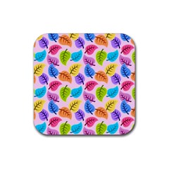 Pattern Illustration Background Abstract Leaves To Dye Rubber Coaster (square) by Wegoenart