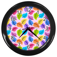 Pattern Illustration Background Abstract Leaves To Dye Wall Clock (black) by Wegoenart