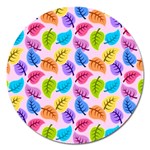 Pattern Illustration Background Abstract Leaves To Dye Magnet 5  (Round) Front