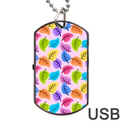 Pattern Illustration Background Abstract Leaves To Dye Dog Tag Usb Flash (two Sides) by Wegoenart