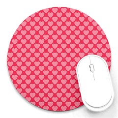 Valentine Lobe Hearts Background Seamless Tile Round Mousepads by Wegoenart