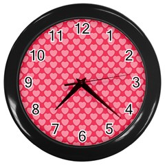 Valentine Lobe Hearts Background Seamless Tile Wall Clock (black) by Wegoenart