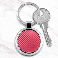 Valentine Lobe Hearts Background Seamless Tile Key Chain (round) by Wegoenart