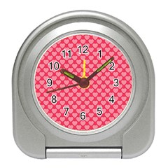 Valentine Lobe Hearts Background Seamless Tile Travel Alarm Clock by Wegoenart