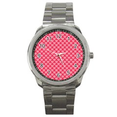 Valentine Lobe Hearts Background Seamless Tile Sport Metal Watch by Wegoenart