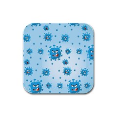 Illustration Virus Pattern Rubber Square Coaster (4 Pack) by Wegoenart