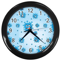 Illustration Virus Pattern Wall Clock (black) by Wegoenart