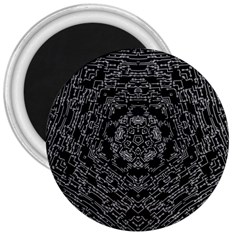 Illustration Black White Rosette Mandala Ornament Wallpaper 3  Magnets by Wegoenart