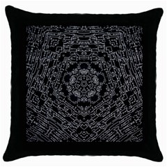 Illustration Black White Rosette Mandala Ornament Wallpaper Throw Pillow Case (black) by Wegoenart