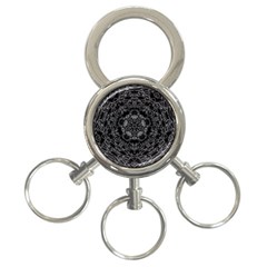 Illustration Black White Rosette Mandala Ornament Wallpaper 3-ring Key Chain by Wegoenart