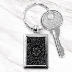 Illustration Black White Rosette Mandala Ornament Wallpaper Key Chain (rectangle) by Wegoenart