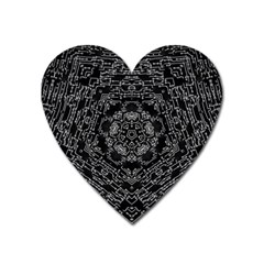 Illustration Black White Rosette Mandala Ornament Wallpaper Heart Magnet by Wegoenart